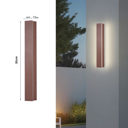Brilagi - LED Εξωτερικό επιτοίχιο φωτιστικό LINEAR LED/8W/230V 3000K IP65 30 cm καφέ CRI 90