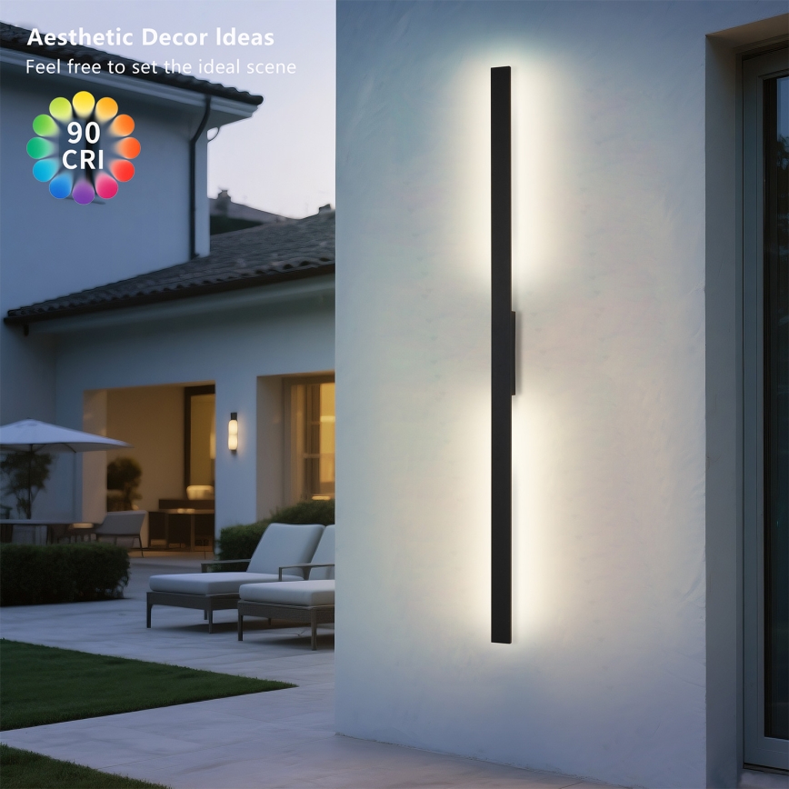 Brilagi - LED εξωτερικό επιτοίχιο φωτιστικό LUNA LED/30W/230V 4000K IP65 150 cm μαύρο CRI 90
