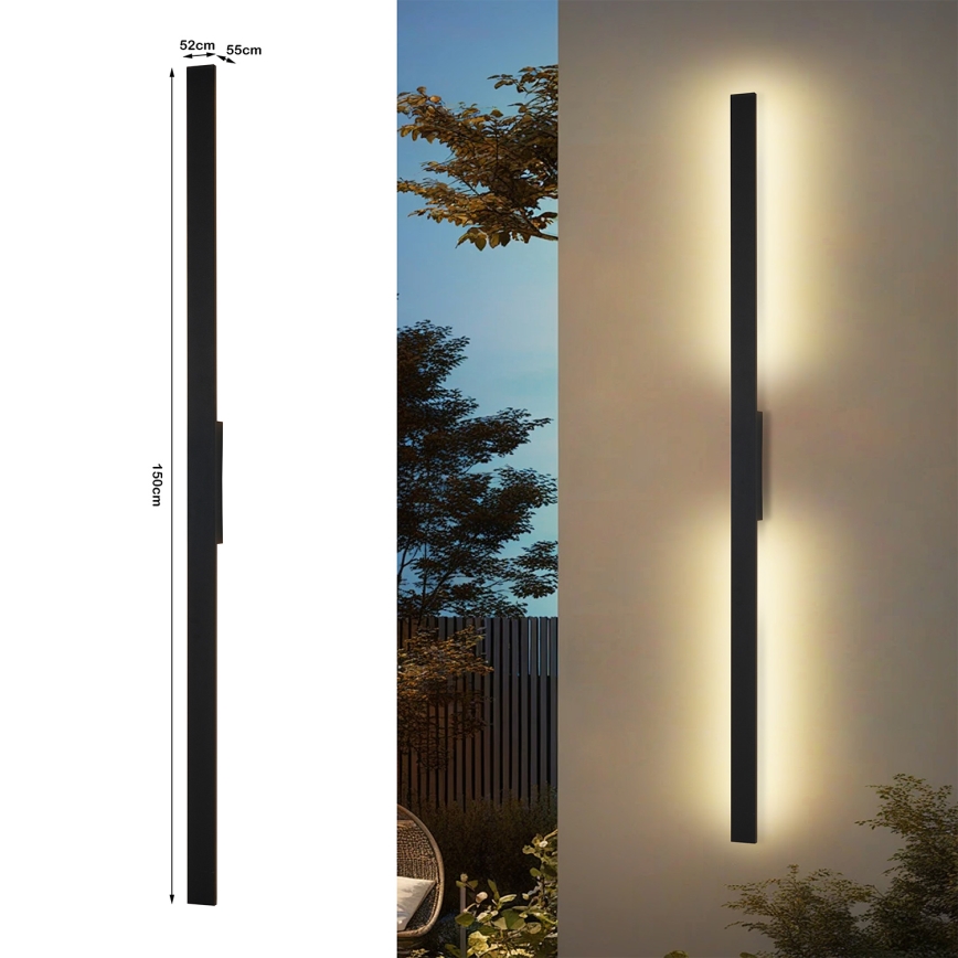 Brilagi - LED εξωτερικό επιτοίχιο φωτιστικό LUNA LED/30W/230V 4000K IP65 150 cm μαύρο CRI 90
