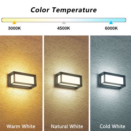 Brilagi - LED επιτοίχιο φωτιστικό εξωτερικού χώρου PARKER LED/12W/230V 3000/4500/6000K ανθρακί IP44