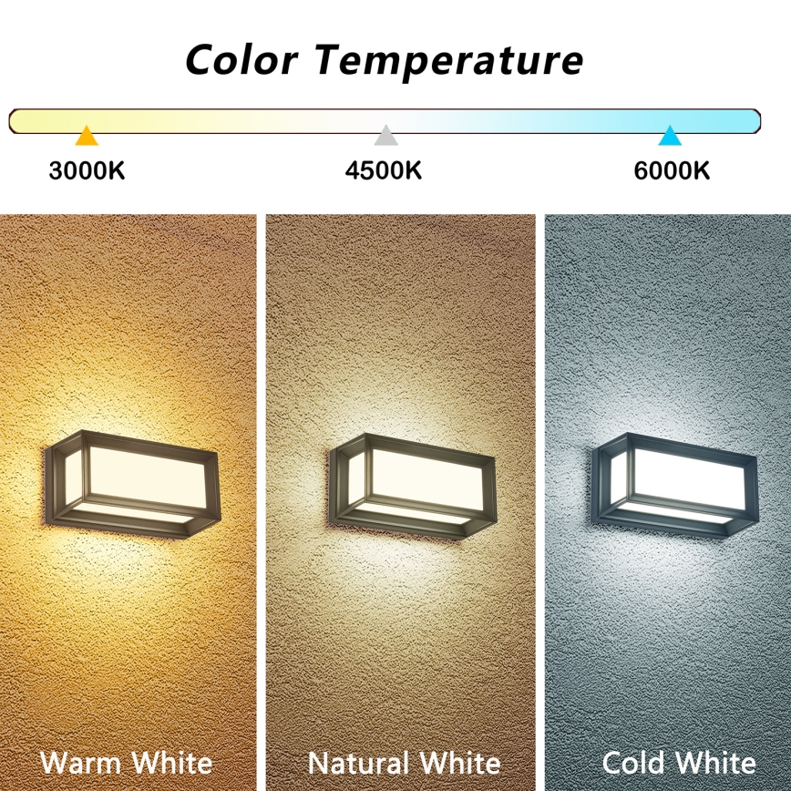 Brilagi - LED επιτοίχιο φωτιστικό εξωτερικού χώρου PARKER LED/12W/230V 3000/4500/6000K ανθρακί IP44