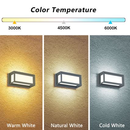 Brilagi - LED Εξωτερικό επιτοίχιο φωτιστικό PARKER LED/12W/230V 3000/4500/6000K γκρι IP44