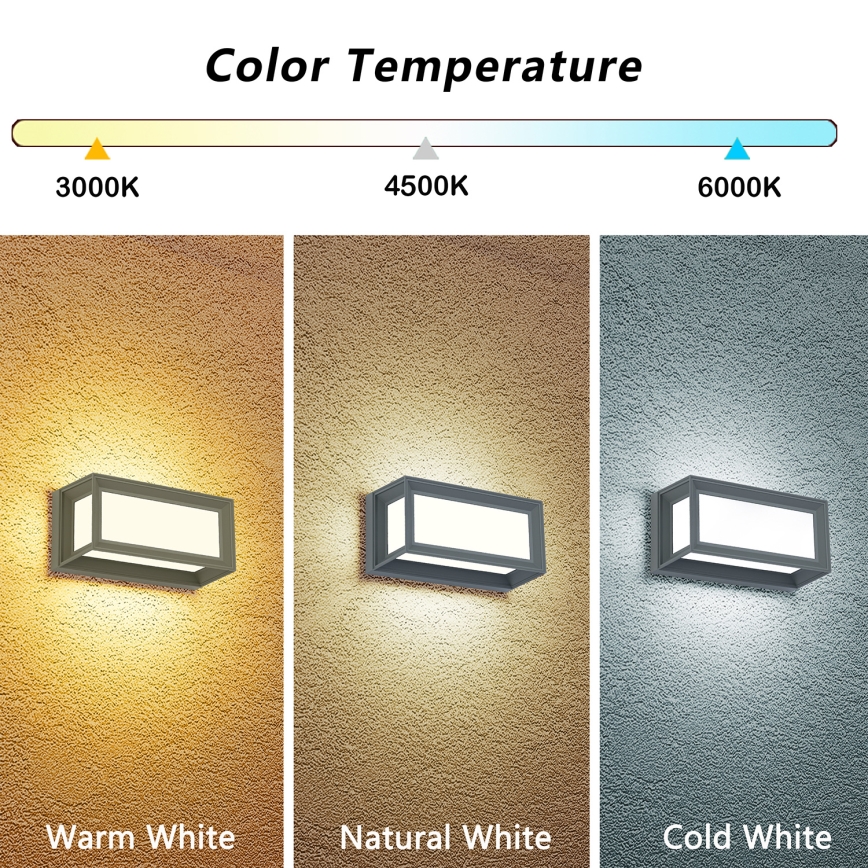 Brilagi - LED Εξωτερικό επιτοίχιο φωτιστικό PARKER LED/12W/230V 3000/4500/6000K γκρι IP44