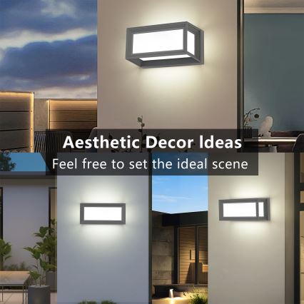 Brilagi - LED Εξωτερικό επιτοίχιο φωτιστικό PARKER LED/12W/230V 3000/4500/6000K γκρι IP44