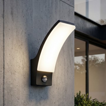 BRILAGI - LED επιτοίχιο φωτιστικό εξωτερικού χώρου με αισθητήρα κίνησης και λυκόφωτος ARCELO LED/12W/230V IP65 μαύρο