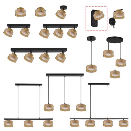 Brilagi - LED Επιτοίχιο φωτιστικό με θύρα USB AURA LUX 1xGX53/30W/230V μαύρο/χρυσό
