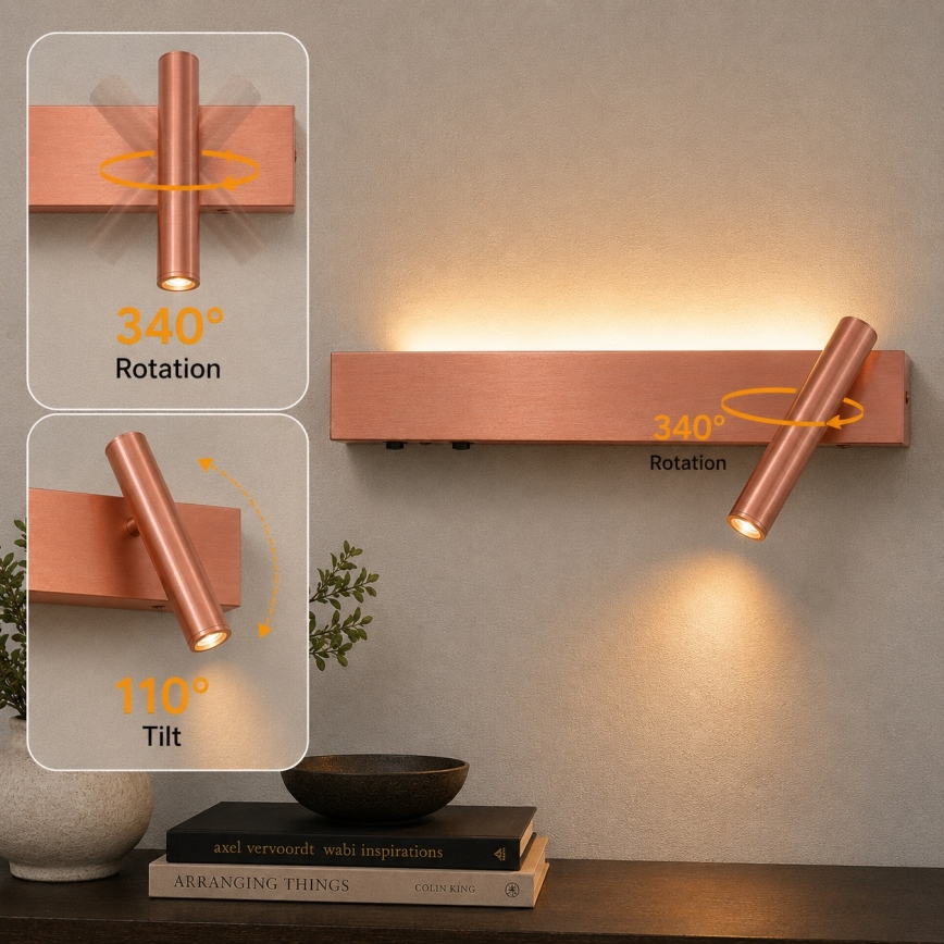 Brilagi - LED Επιτοίχιο σποτ ARLIX LED/3W/230V + LED/7W μπρονζέ CRI 90