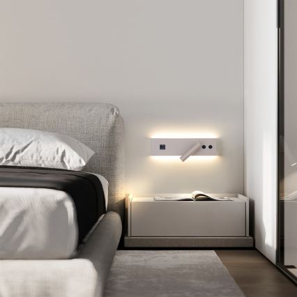 Brilagi - Επιτοίχιο φωτιστικό LED σποτ με θύρα USB NOCTIS LED/3W/230V + LED/9W μπεζ