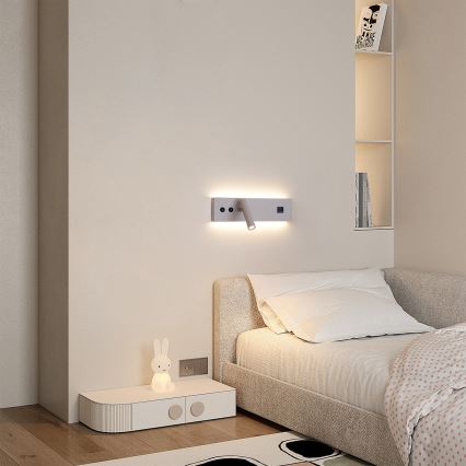Brilagi - Επιτοίχιο φωτιστικό LED σποτ με θύρα USB NOCTIS LED/3W/230V + LED/9W μπεζ