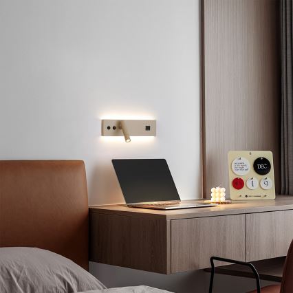 Brilagi - Επιτοίχιο φωτιστικό LED σποτ με θύρα USB NOCTIS LED/3W/230V + LED/9W μπεζ