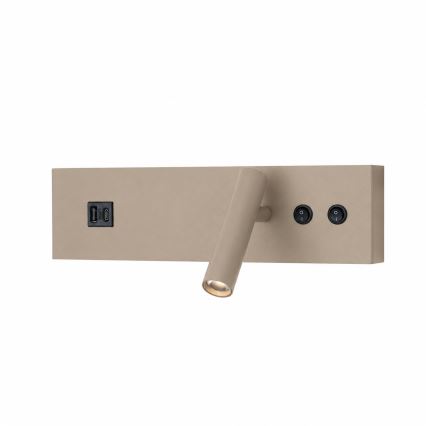Brilagi - Επιτοίχιο φωτιστικό LED σποτ με θύρα USB NOCTIS LED/3W/230V + LED/9W μπεζ