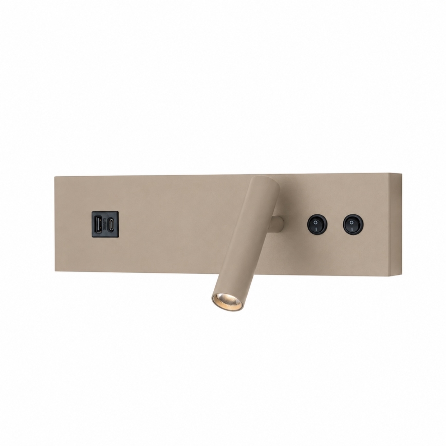 Brilagi - Επιτοίχιο φωτιστικό LED σποτ με θύρα USB NOCTIS LED/3W/230V + LED/9W μπεζ