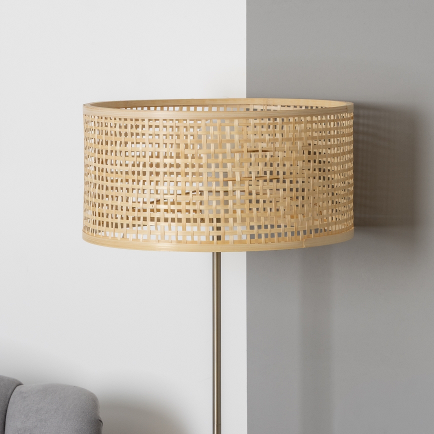 Brilagi - LED επιδαπέδια λάμπα CERIA 1xE27/40W/230V Ø 25 cm μπαμπού/ματ χρώμιο