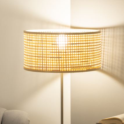 Brilagi - LED επιδαπέδια λάμπα CERIA 1xE27/40W/230V Ø 25 cm μπαμπού/ματ χρώμιο