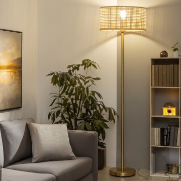Brilagi - LED Επιδαπέδιο φωτιστικό CERIA 1xE27/20W/230V Ø 40 cm μπαμπού/χρυσό
