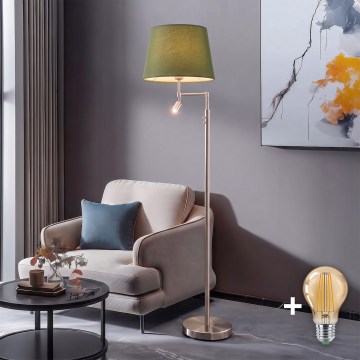 BRILAGI - LED Επιδαπέδιο φωτιστικό CERIA 1xE27/60W/230V + LED/2,1W Ø 30 cm ματ χρώμιο/πράσινο