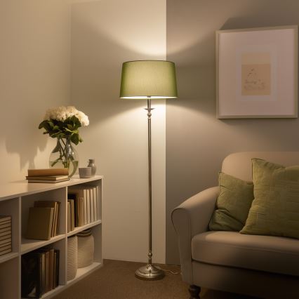 Brilagi - LED επιδαπέδιο φωτιστικό CERIA 1xE27/60W/230V διάμ. 45 cm γυαλιστερό χρώμιο/πράσινο
