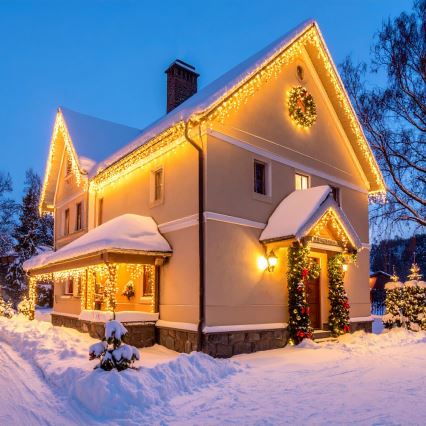 Brilagi - Εξωτερική LED γιρλάντα 360 LED / 8 λειτουργίες, 14 m, IP44, θερμό λευκό, σταλακτίτες