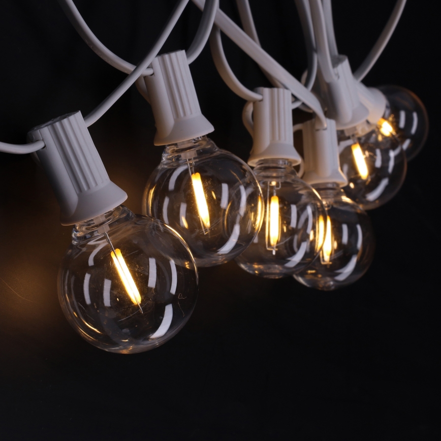 Brilagi - LED εξωτερική διακοσμητική γιρλάντα GIRLANDA 10xE12/0,6W/230V 8m λευκή IP44 θερμό λευκό