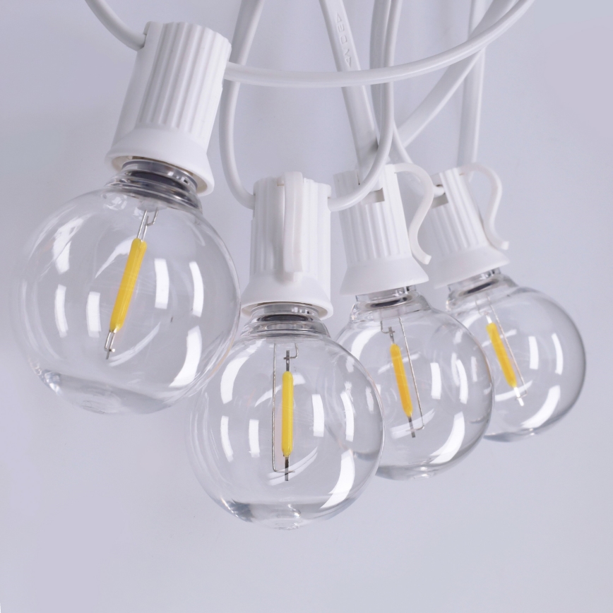 Brilagi - LED εξωτερική διακοσμητική γιρλάντα GIRLANDA 10xE12/0,6W/230V 8m λευκή IP44 θερμό λευκό
