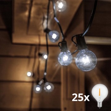 BRILAGI - LED εξωτερική διακοσμητική αλυσίδα GIRLANDA 25xE12/0,8W/230V 20m IP44 ψυχρό λευκό