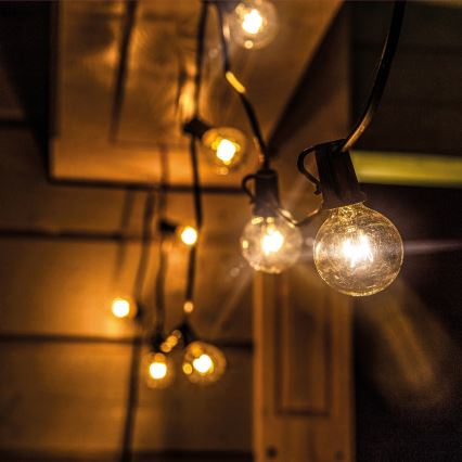 Brilagi - LED Εξωτερική διακοσμητική γιρλάντα GIRLANDA 18xE12/0,6W/24V 13m μαύρο IP44 θερμό λευκό