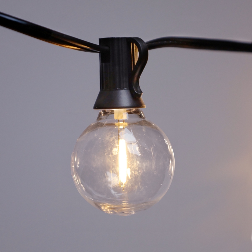 Brilagi - LED Εξωτερική διακοσμητική γιρλάντα GIRLANDA 18xE12/0,6W/24V 13m μαύρο IP44 θερμό λευκό