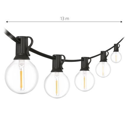 Brilagi - LED Εξωτερική διακοσμητική γιρλάντα GIRLANDA 18xE12/0,6W/24V 13m μαύρο IP44 θερμό λευκό