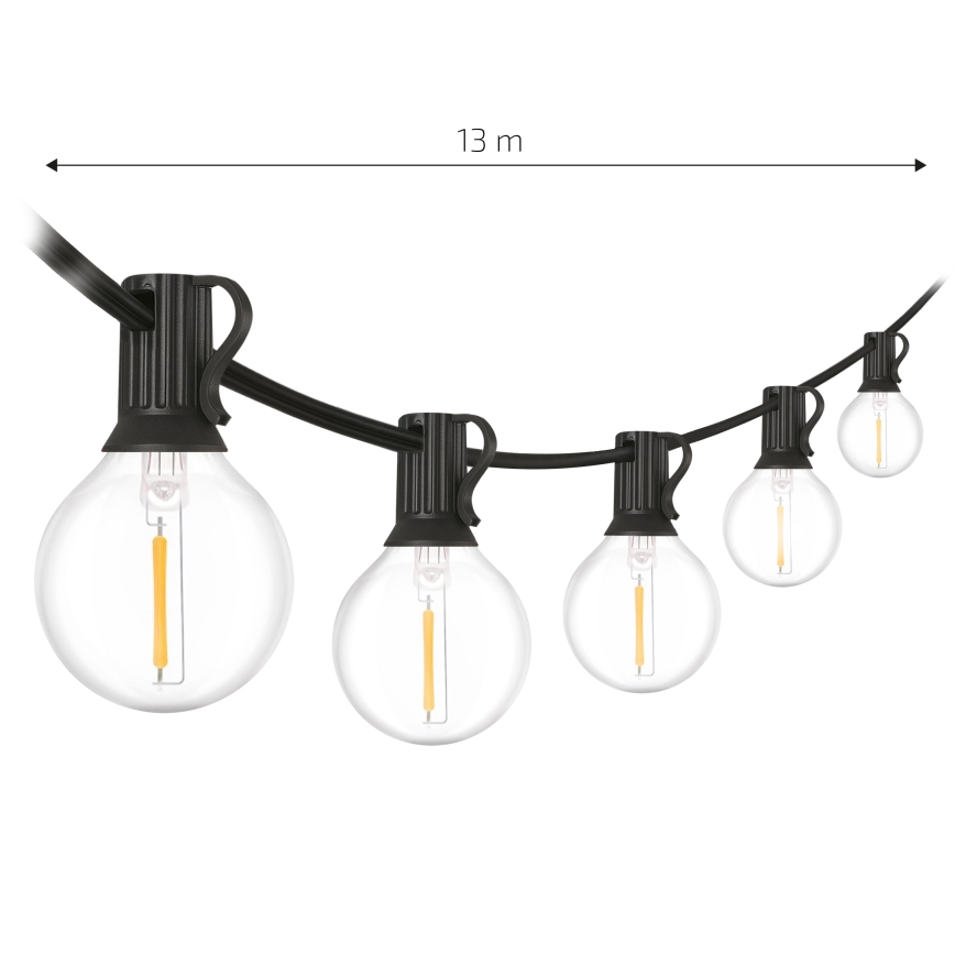 Brilagi - LED Εξωτερική διακοσμητική γιρλάντα GIRLANDA 18xE12/0,6W/24V 13m μαύρο IP44 θερμό λευκό