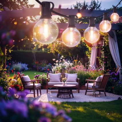 Brilagi - LED γιρλάντα εξωτερικού χώρου GIRLANDA 10xE12/0,6W/230V 8m μαύρη IP44 θερμό λευκό