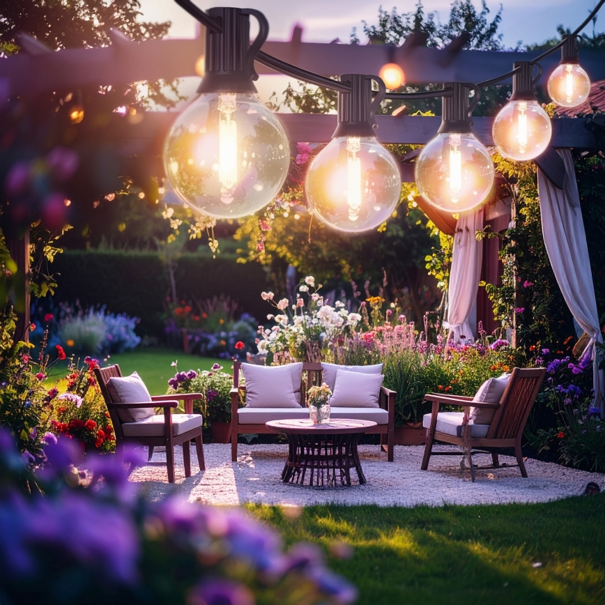 Brilagi - LED γιρλάντα εξωτερικού χώρου GIRLANDA 10xE12/0,6W/230V 8m μαύρη IP44 θερμό λευκό