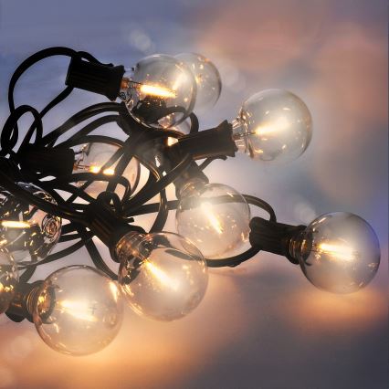 Brilagi - LED γιρλάντα εξωτερικού χώρου GIRLANDA 10xE12/0,6W/230V 8m μαύρη IP44 θερμό λευκό