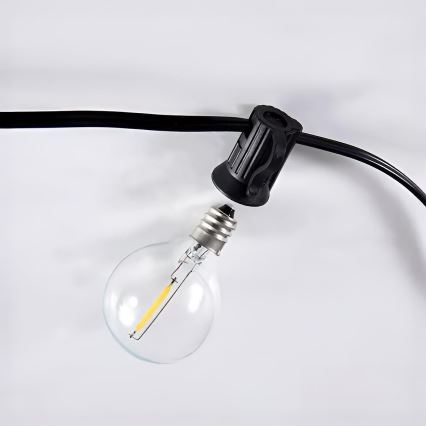 Brilagi - LED γιρλάντα εξωτερικού χώρου GIRLANDA 10xE12/0,6W/230V 8m μαύρη IP44 θερμό λευκό