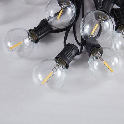 Brilagi - LED γιρλάντα εξωτερικού χώρου GIRLANDA 10xE12/0,6W/230V 8m μαύρη IP44 θερμό λευκό