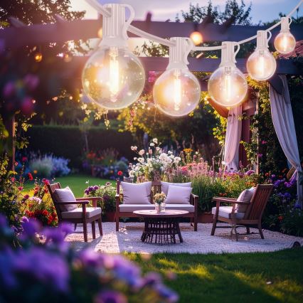 Brilagi - LED Εξωτερική διακοσμητική γιρλάντα GIRLANDA 10xE12/0,6W/230V 8m λευκή IP44 ζεστό λευκό