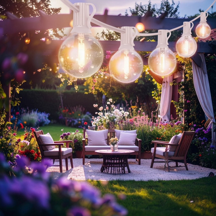 Brilagi - LED Εξωτερική διακοσμητική γιρλάντα GIRLANDA 10xE12/0,6W/230V 8m λευκή IP44 ζεστό λευκό