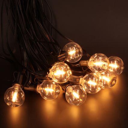 Brilagi - LED εξωτερική διακοσμητική γιρλάντα GIRLANDA 10xE12/0,6W/230V 8m μαύρη IP44 θερμό λευκό