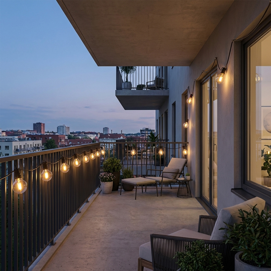 Brilagi - LED εξωτερική διακοσμητική γιρλάντα GIRLANDA 10xE12/0,6W/230V 8m μαύρη IP44 θερμό λευκό