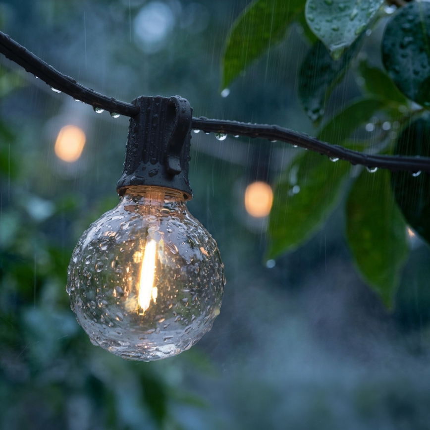 Brilagi - LED εξωτερική διακοσμητική γιρλάντα GIRLANDA 10xE12/0,6W/230V 8m μαύρη IP44 θερμό λευκό