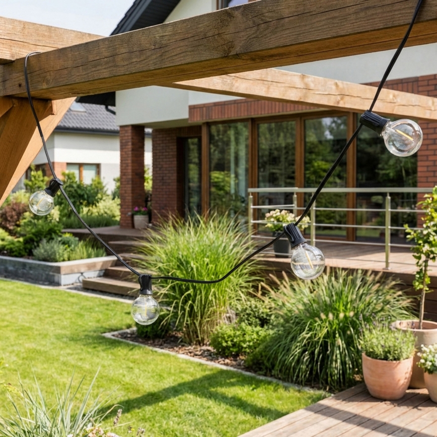 Brilagi - LED εξωτερική διακοσμητική γιρλάντα GIRLANDA 10xE12/0,6W/230V 8m μαύρη IP44 θερμό λευκό