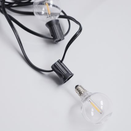 Brilagi - LED εξωτερική διακοσμητική γιρλάντα GIRLANDA 10xE12/0,6W/230V 8m μαύρη IP44 θερμό λευκό