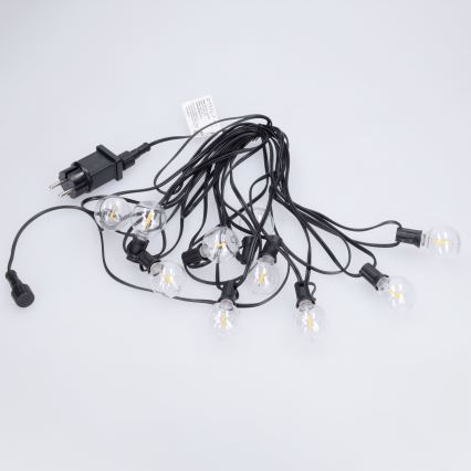 Brilagi - LED εξωτερική διακοσμητική γιρλάντα GIRLANDA 10xE12/0,6W/230V 8m μαύρη IP44 θερμό λευκό