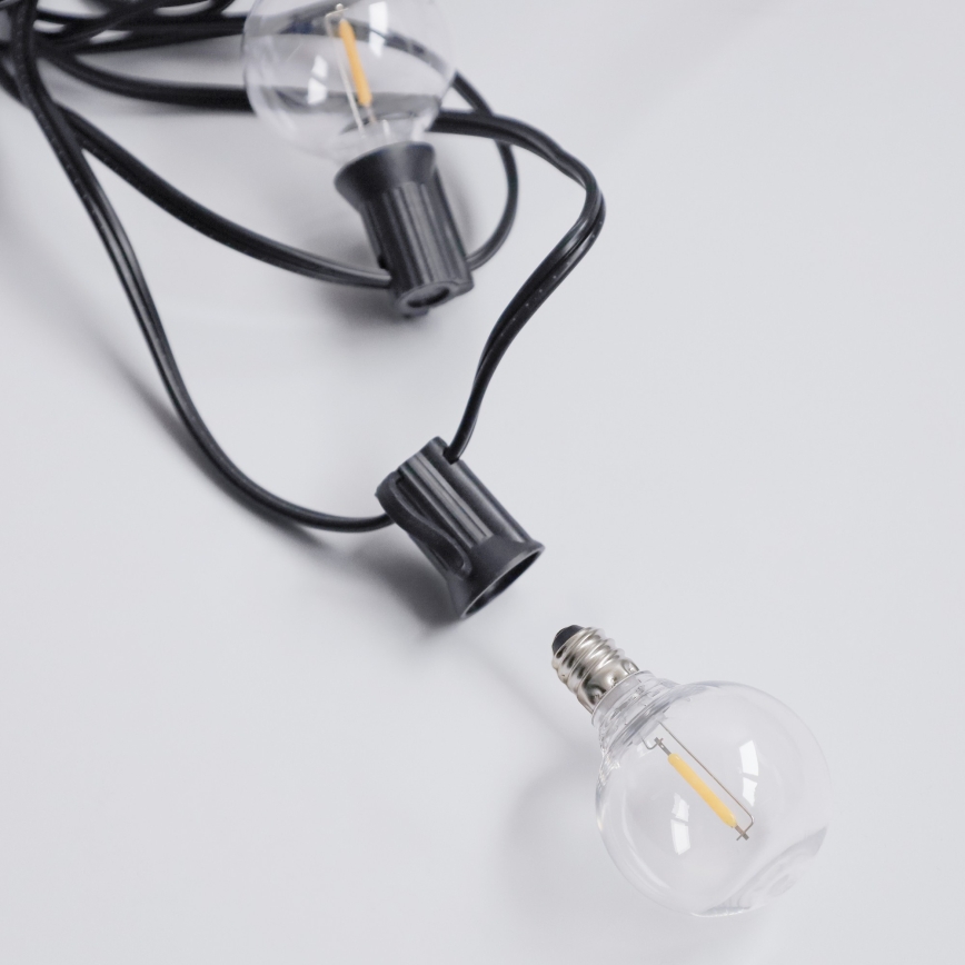 Brilagi - LED εξωτερική διακοσμητική αλυσίδα GIRLANDA 10xE12/0,6W/230V 8m μαύρη IP44 θερμό λευκό