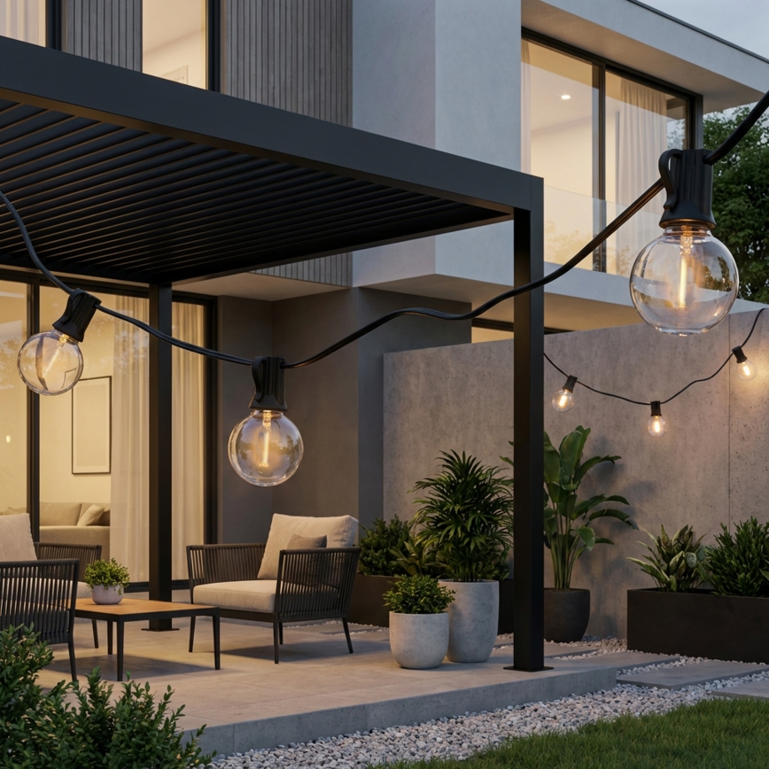 Brilagi - LED εξωτερική διακοσμητική γιρλάντα GIRLANDA 10xE12/0,6W/230V 8m μαύρη IP44 θερμό λευκό