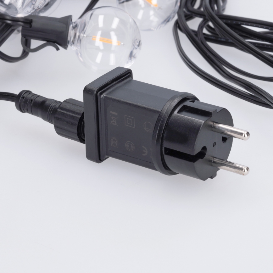 Brilagi - LED εξωτερική διακοσμητική γιρλάντα GIRLANDA 10xE12/0,6W/230V 8m μαύρη IP44 θερμό λευκό