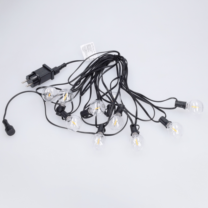 Brilagi - LED εξωτερική διακοσμητική γιρλάντα GIRLANDA 10xE12/0,6W/230V 8m μαύρη IP44 θερμό λευκό