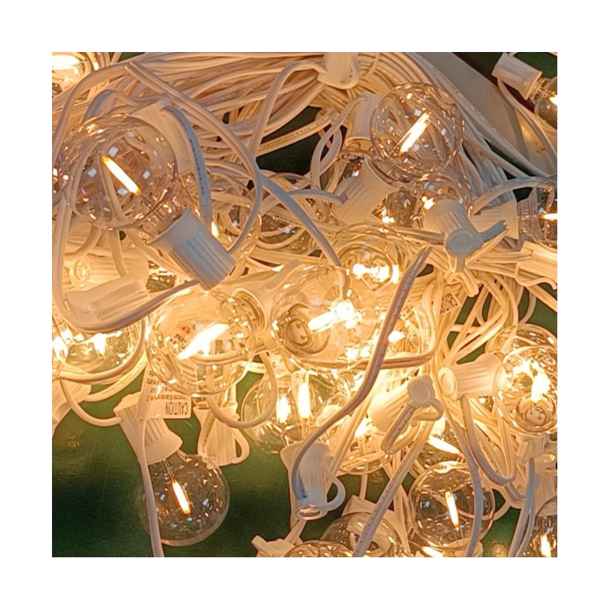 Brilagi - LED εξωτερική διακοσμητική γιρλάντα GIRLANDA 25xE12/0,8W/230V 20m λευκή IP44 θερμό λευκό