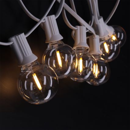 Brilagi - LED εξωτερική διακοσμητική γιρλάντα GIRLANDA 25xE12/0,8W/230V 20m λευκή IP44 θερμό λευκό