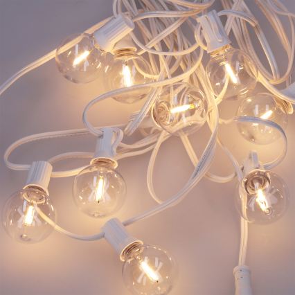 Brilagi - LED εξωτερική διακοσμητική γιρλάντα GIRLANDA 25xE12/0,8W/230V 20m λευκή IP44 θερμό λευκό