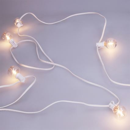 Brilagi - LED εξωτερική διακοσμητική γιρλάντα GIRLANDA 25xE12/0,8W/230V 20m λευκή IP44 θερμό λευκό